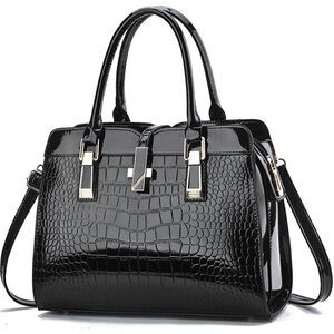 2839 Shiny Patent Leather Handbag Purse Crocodile Pattern Top-Handle